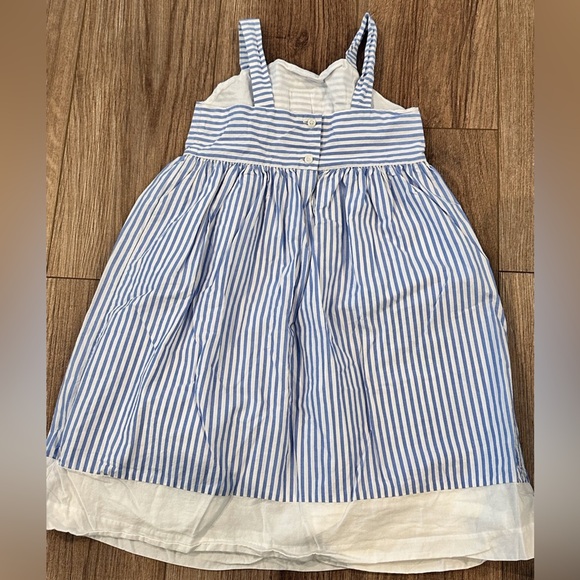 Janie and Jack Girls 6 Blue and White Striped Bow Summer Dress - Picture 6 of 7